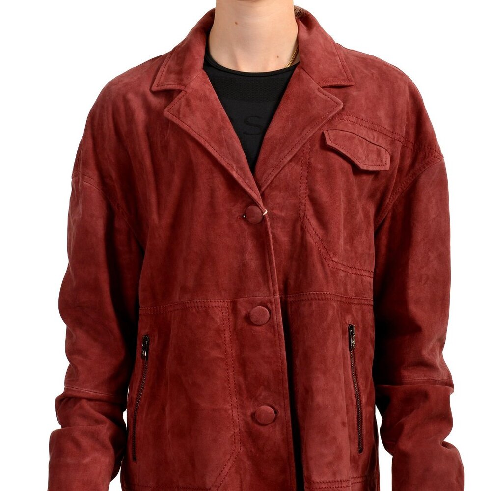 Scuderia Ferrari Women's Suede Leather Button Down Jacket US S IT 40